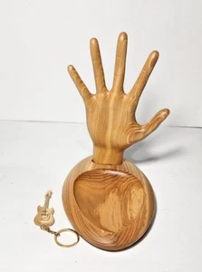 Wedge Wood Jewelry Holder, Carved Ash Wood, Natural, Hand Shaped - Picture 1 of 8
