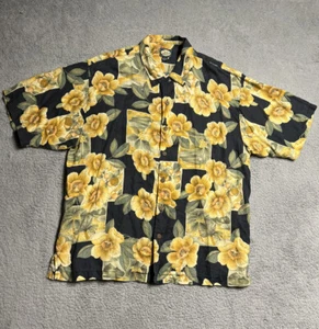 Rare Tommy Bahama Men’s 100% Linen Shirt Black Yellow Palms Floral Hawaiian XL - Picture 1 of 8
