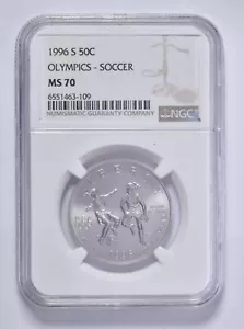 1996 S MS70 Olympics Soccer Commemorative Half Dollar NGC - Picture 1 of 5