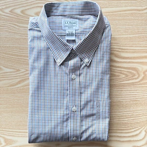 L.L.Bean XL Shirt Mens White Blue 26" Pit-to-Pit Designer 17.5" Collar Slim Fit - Picture 1 of 9
