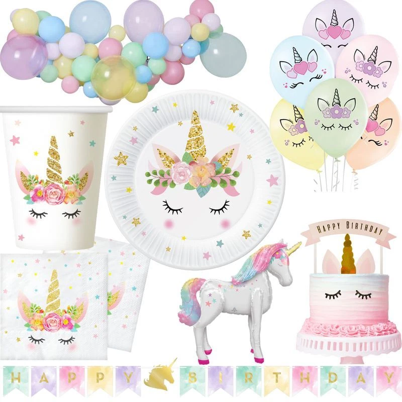 Unicorno Compleanno Decorazione Set Party Ragazza Geburtstagsparty Party - Immagine 1 di 1