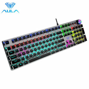 Blue Switch Gaming Keyboard 108 Keys Square RGB Keycaps Backlit Wired for Laptop
