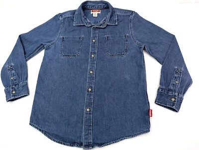 Camisa vaquera Wrangler manga larga con botones perlados delanteros, niños L (10-12), azul vaquero Foto 1 de 4