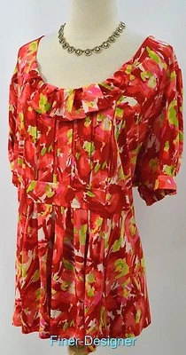 M by Marc Bouwer slinky knit Top shirt blouse jersey light multi S/S Plus 2X NEW - Image 1 of 4
