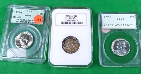 1949-D, 1976-S, 1989-S  U.S. GEORGE WASHINGTON 25 cents..PCGS &NGC CERT..3 COINS Cover