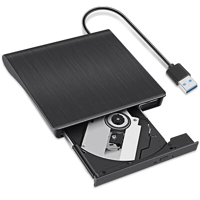 Slim External CD DVD RW Drive USB 3.0 Writer Burner Player Black For Laptop PC - Image 1 of 4