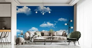Papel pintado 3D azul cielo blanco nubes mural desmontable autoadhesivo 1693 - Imagen 1 de 4