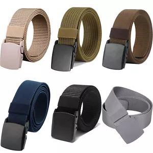 Unisex Nylon Adjustable Belt Tactical Waistband Canvas Plastic/Metal Buckle - Picture 1 of 29