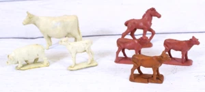 Lot of Vintage 1940's-50's Kids Toys Rubber Farm Set 2 1/2” tall - Picture 1 of 7