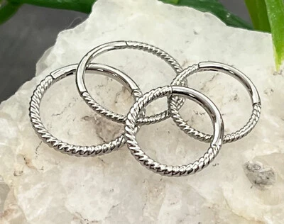 1pc Braided Style Hinged Segment Ring Septum Clicker 316L Surgical Steel  - Image 1 of 4