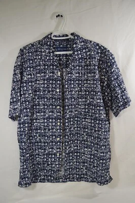 Alan Flusser Shirt Blue Purple Patterned Floral Button Up Med Cotton T35 - Image 1 of 4