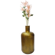 Antique Gold Metal 26 in Tall Floor Bottle Shape Vase for Entryway, Living Room