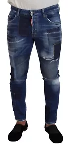 DSQUARED2 Jeans blau gewaschen Patchwork dünn Herren Denim IT48/W34/M UVP 1340USD - Bild 1 von 10