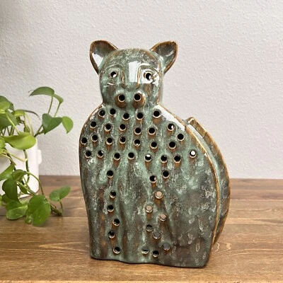 Ceramic Glazed Cat Tealight Candle Holder - Great Cat Lovers - Image 1 of 4