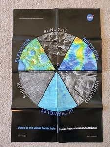 Nasa Poster Views Of The Lunar South Pole Reconnaissance Orbiter 24 X 36 - Picture 1 of 14