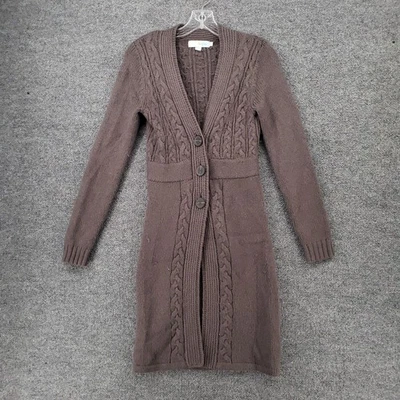Boden Cardigan Womens 2 Gray Button Front Sweater Long Cable Knit Wool Alpaca - Image 1 of 4