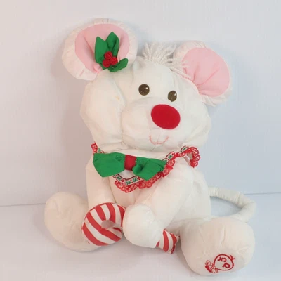 Vintage Fisher Price Puffalump White Mouse Candy Cane Stuffed Plush 11” 1980s - Image 1 of 4
