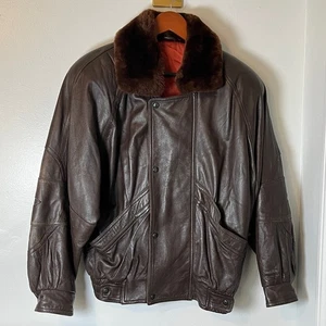 Vintage 60er Jahre braune Echtleder Herren Flieger Militär Bomberjacke Gr. M - Bild 1 von 16