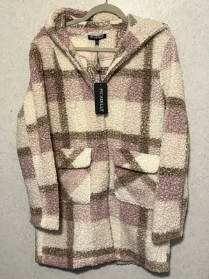 Chaqueta de peluche polar Picadilly - rosa/beige/blanco a cuadros talla XS - NUEVA CON ETIQUETAS longitud media Foto 1 de 4