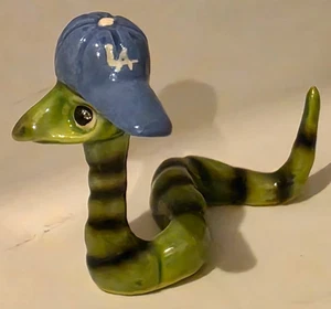VTG Hagen Renaker Miniature Figurine Snake Worm LA Dodgers Baseball Cap Homer 2" - Picture 1 of 10