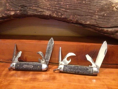 VINTAGE (2) HAMMER BRAND USA CAMP BUDDY SCOUT POCKET KNIFE CAMPING KNIVES - Image 1 of 4