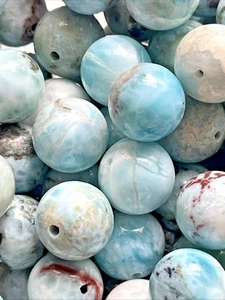 Blaue Larimar Perlen Mit Loch 30 Stück 11 mm Edelstein Heilstein Kristall DIY - Bild 1 von 8