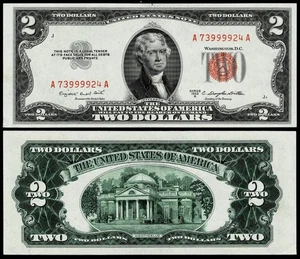 1953-B $2 RED SEAL UNITED STATES NOTE ~~ CRISP ~ UNCIRCULATED - Picture 1 of 1