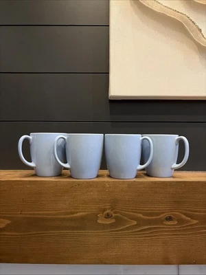 Lote de 4 tazas de té de café de gres CORELLE azul claro Cottagecore granja Foto 1 de 4