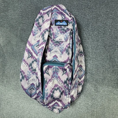 KAVU  Rope Sling Bag Backpack Purple Tribal Print Crossbody Adjustable Strap - Image 1 of 4