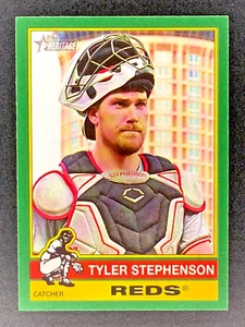 TYLER STEPHENSON, 2025 Topps Heritage GREEN BORDER SP, CINCINNATI REDS - Bild 1 von 2