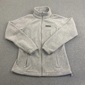 Columbia Sweater Womens Small Full Zip Long Sleeve Fleece Jacket Gray Logo - Picture 1 of 8
