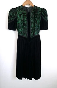 VINTAGE 80s GUNNE SAX by JESSICA MCCLINTOCK Velvet Puff Sleeve Prom Dress XXS - Picture 1 of 8