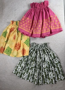 Hawaiian Pa’u Pau Hula Skirt Dance Girls Youth Elastic Waist Floral Cotton lot 3 - Picture 1 of 12