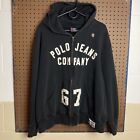Vintage Polo Jeans Company Hoodie Mens Large Ralph Lauren Full Zip Spell Out