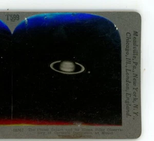 Planet Saturn & Ringe Carnegie Institute Keystone Universum Stereoview - Bild 1 von 3