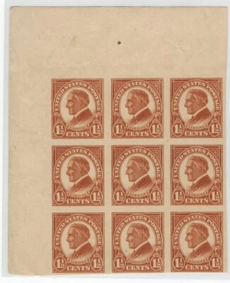 Sc#576 Harding Imperf Block of 9 MNH - Image 1 of 2