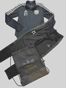 Adidas Youth Large - Black/White Tracksuit + Bonus Full-zip Jacket Pants Soccer - Picture 1 of 24