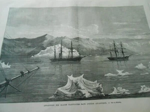Gravure 1876 - Apparition des Glaces Flottantes dans l'Océan Atlantique - Picture 1 of 1