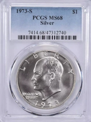 1973-s Eisenhower Dollar.  Silver.  PCGS MS-68 ITEM # 37 - Image 1 of 2