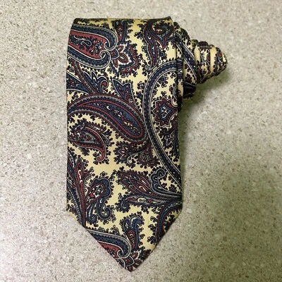 Corbata de cuello Daks para hombre amarillo cachemir Londres NY 100 % seda tela importada de EE. UU. Foto 1 de 4