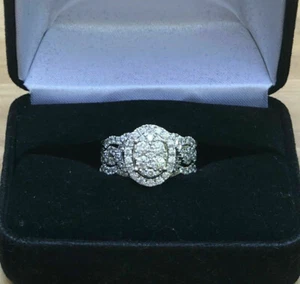 1Ct White Round Simulated Diamond Engagement Wedding Ring Set In Sterling Silver - Picture 1 of 4