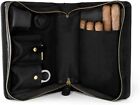 Wall St Smoker, Genuine Leather - Travel Cigar Case, Holds 8-10 Cigars (Black)