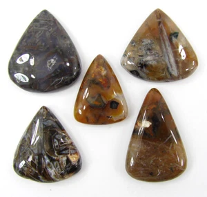 111.90 Ct Natural Stick Agate 22-30 mm Loose Gemstone Cabochon 5 Pcs Lot - 63170 - Picture 1 of 5