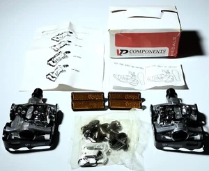 NEW in Box VP Components X93 Silver-Black Aluminum Pedals-Cleats-Bolts-Reflector - Picture 1 of 6