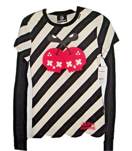 NWT  KidRobot Ltd. Edition Numbered Sweet Skulls Faux Layered Tee-Small - Picture 1 of 8