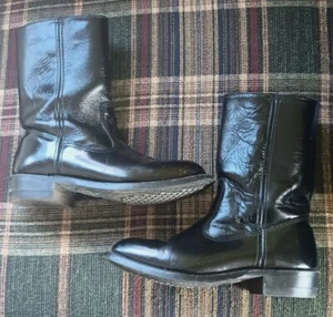 Work N Sport USA 98881 Black Leather Side Zip Boots Size 8 EE Wide VTG Men's - Picture 1 of 11