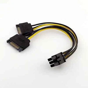 Câble d'alimentation double deux cartes vidéo SATA 15 broches mâle M vers PCI-e 6 broches femelle F - Photo 1/1