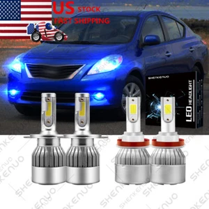 8000K LED Combo Headlight High/Low Fog Light Bulbs Kit for Nissan Versa 2007-18 - Picture 1 of 11