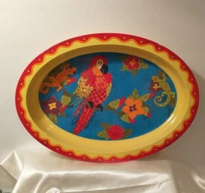 Serving Tray Melamine Tropical Parrot Reptiles Floral Carribean Heat 14 x 10  - Picture 1 of 6