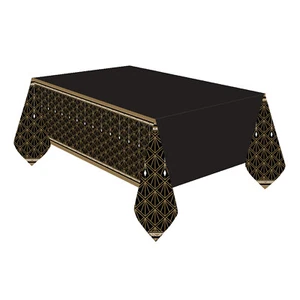 Cubierta de mesa de plástico de Hollywood oro negro brillo y glamour película suministros para fiesta películas - Imagen 1 de 1